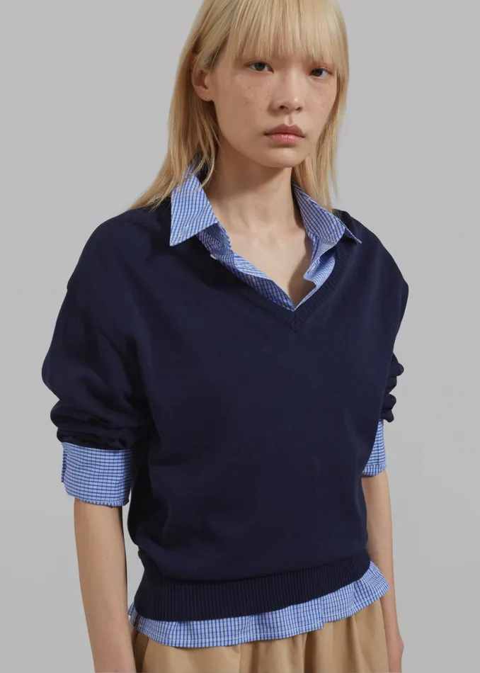 Women Kessa Gingham Button Up Shirt 8211 Blue The Frankie Shop Tops