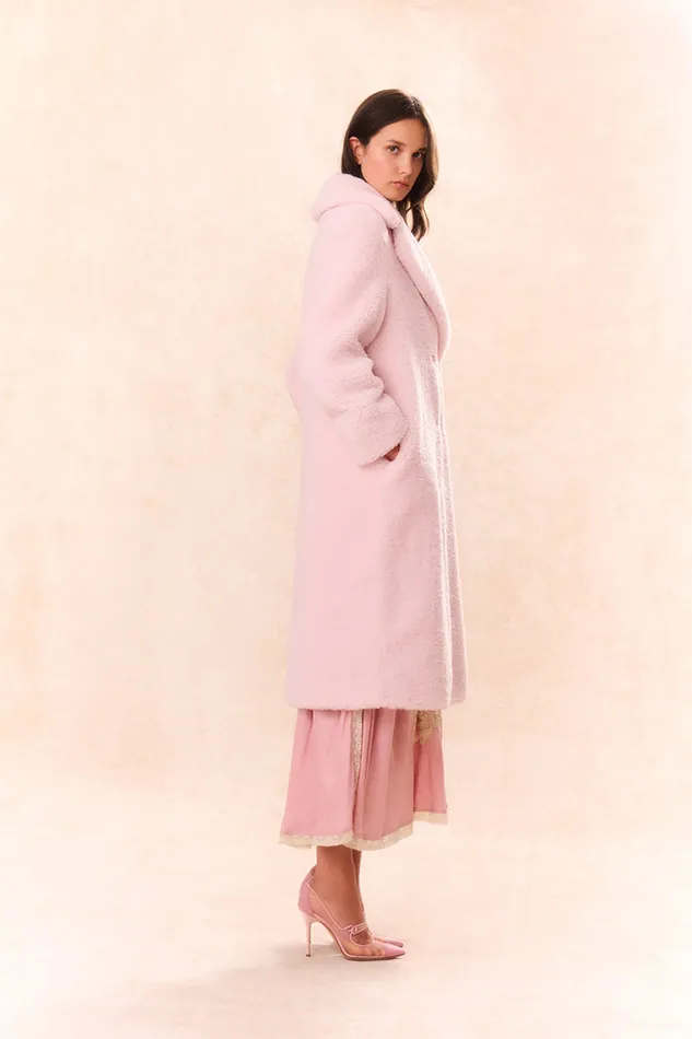 WomenKids Jackets and Coats LoveShackFancy Baileene Faux Shearling Coat Pale Pink