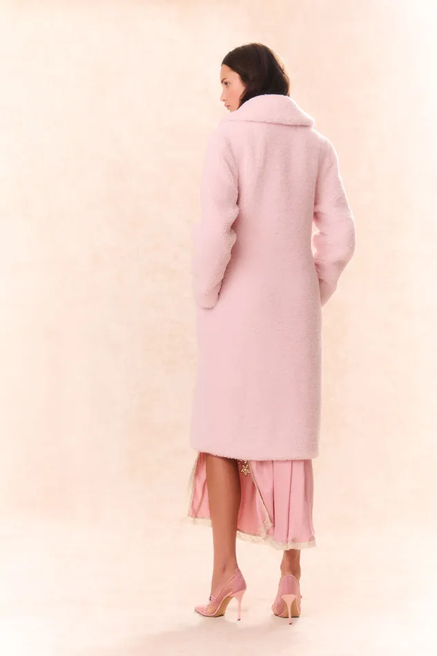 WomenKids Jackets and Coats LoveShackFancy Baileene Faux Shearling Coat Pale Pink