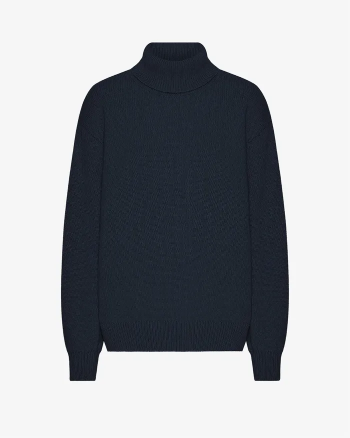 Women Knit Sweaters Colorfulstandard Merino Wool Turtleneck 8211 Navy Blue