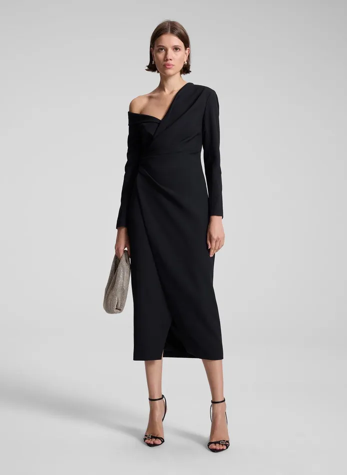 Women Kylah Asymmetric Midi Dress Black ALC Dresses