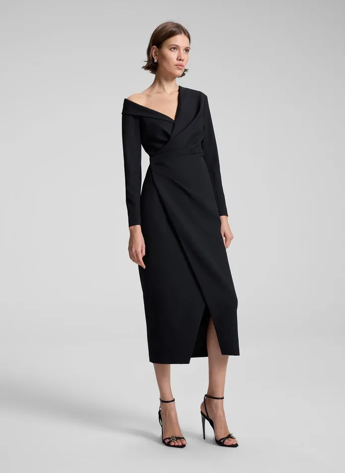 Women Kylah Asymmetric Midi Dress Black ALC Dresses