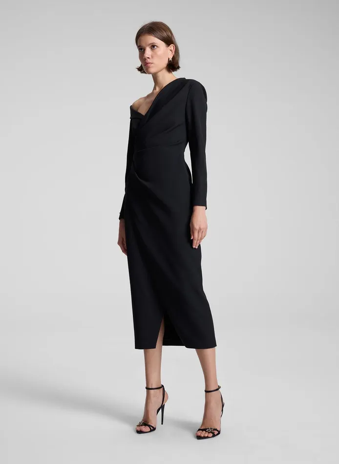 Women Kylah Asymmetric Midi Dress Black ALC Dresses