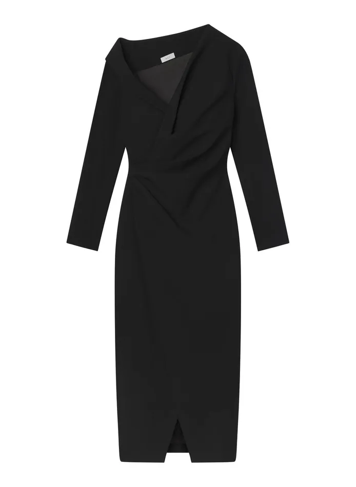Women Kylah Asymmetric Midi Dress Black ALC Dresses