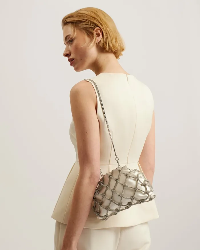 Women KYLAR 8211 Crystal Clutch Bag Ivory Ted Baker Leather Bags