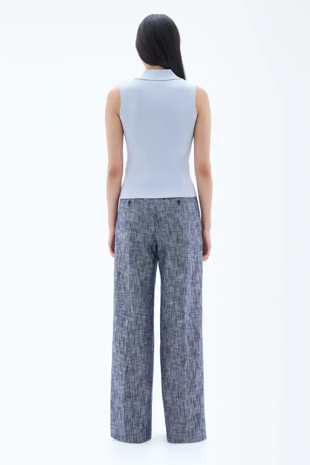 Women Laced Collar Top Mist Blue Filippa K Knitwear