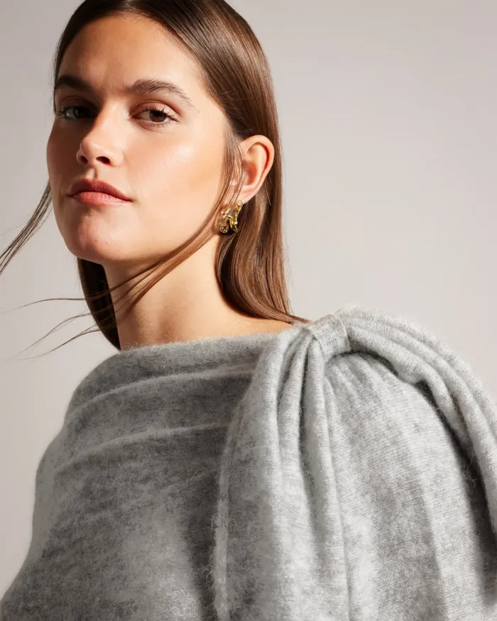 Women LARBOW 8211 Bow Embellished Jumper Light Grey Ted Baker Jumpers and Cardigans