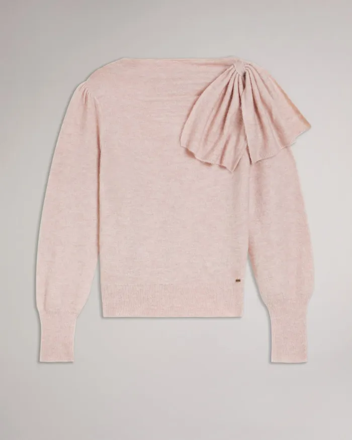 Women LARBOW 8211 Bow Embellished Jumper Pale Pink Ted Baker Jumpers and Cardigans