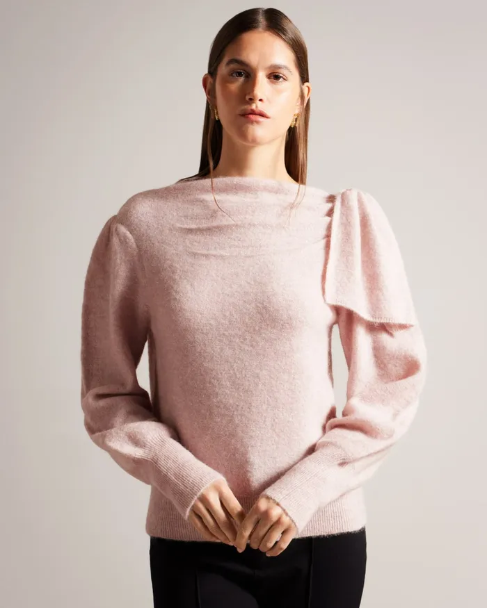 Women LARBOW 8211 Bow Embellished Jumper Pale Pink Ted Baker Jumpers and Cardigans Women LARBOW 8211 Bow Embellished Jumper Pale Pink Ted Baker Jumpers and Cardigans