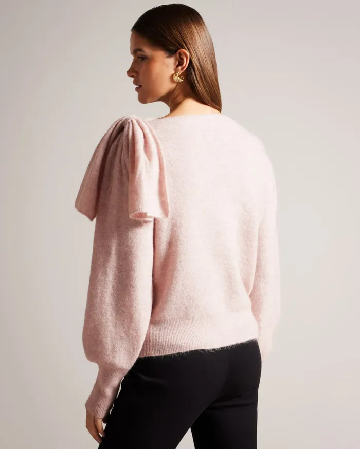 Women LARBOW 8211 Bow Embellished Jumper Pale Pink Ted Baker Jumpers and Cardigans Women LARBOW 8211 Bow Embellished Jumper Pale Pink Ted Baker Jumpers and Cardigans