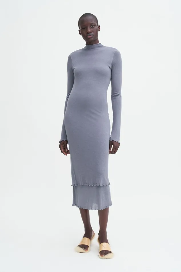 Women Layered Frill Dress Grey Blue Filippa K Dresses