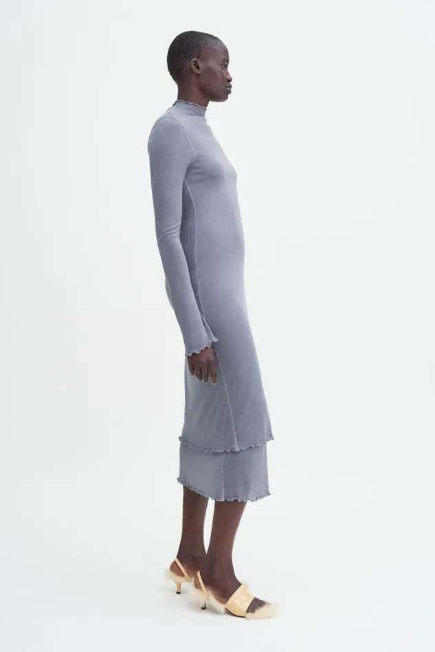 Women Layered Frill Dress Grey Blue Filippa K Dresses