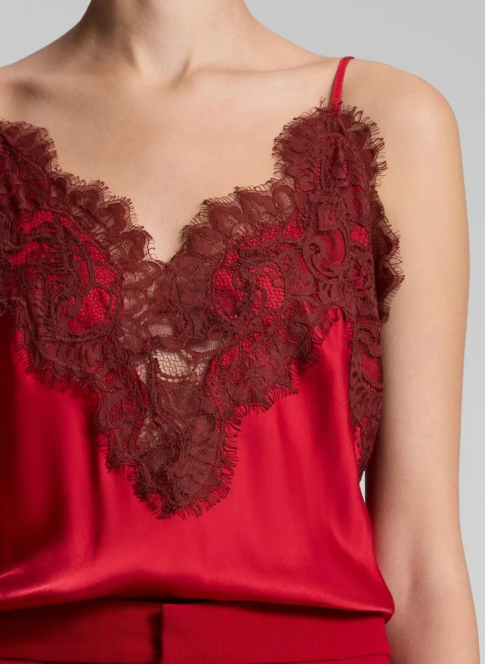 Women Lennon Satin And Lace Camisole Top Really Redbosco ALC Tees and Tanks