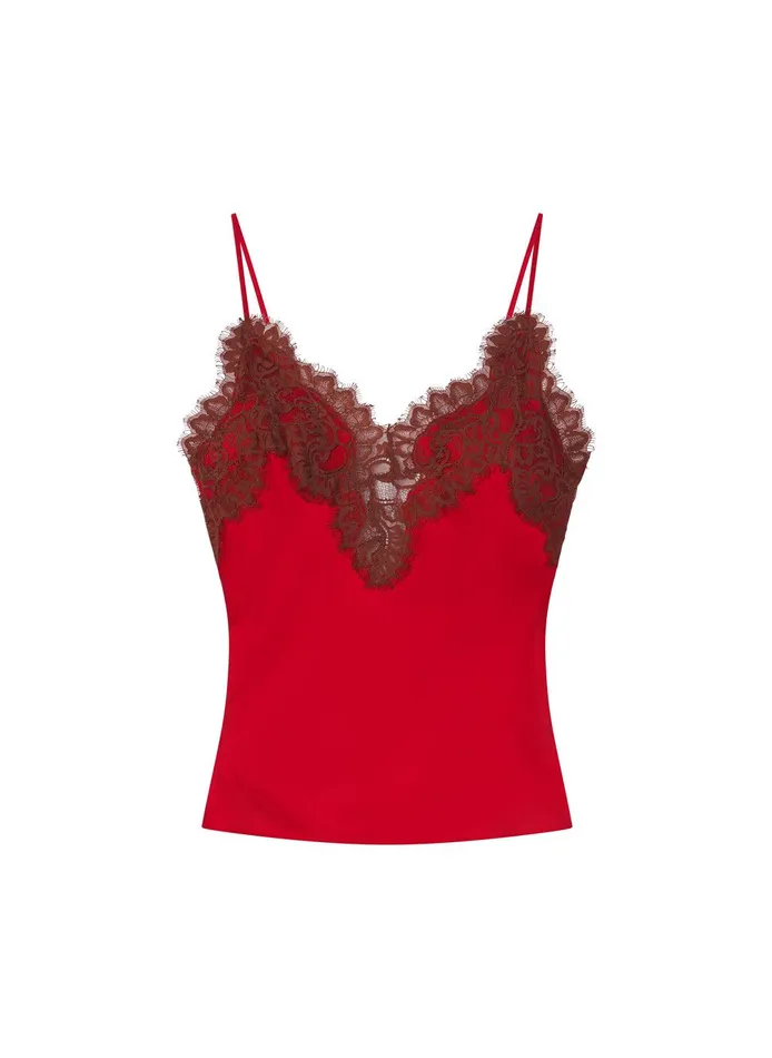 Women Lennon Satin And Lace Camisole Top Really Redbosco ALC Tees and Tanks