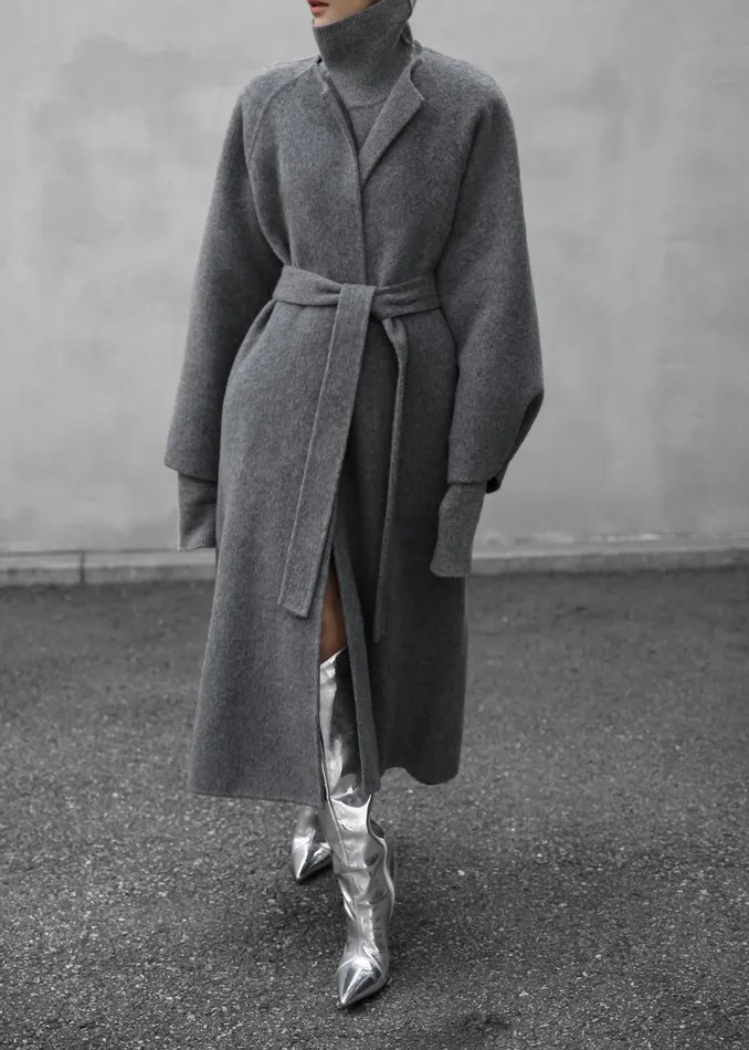 Women Leon Wool Coat 8211 Grey The Frankie Shop Outerwear