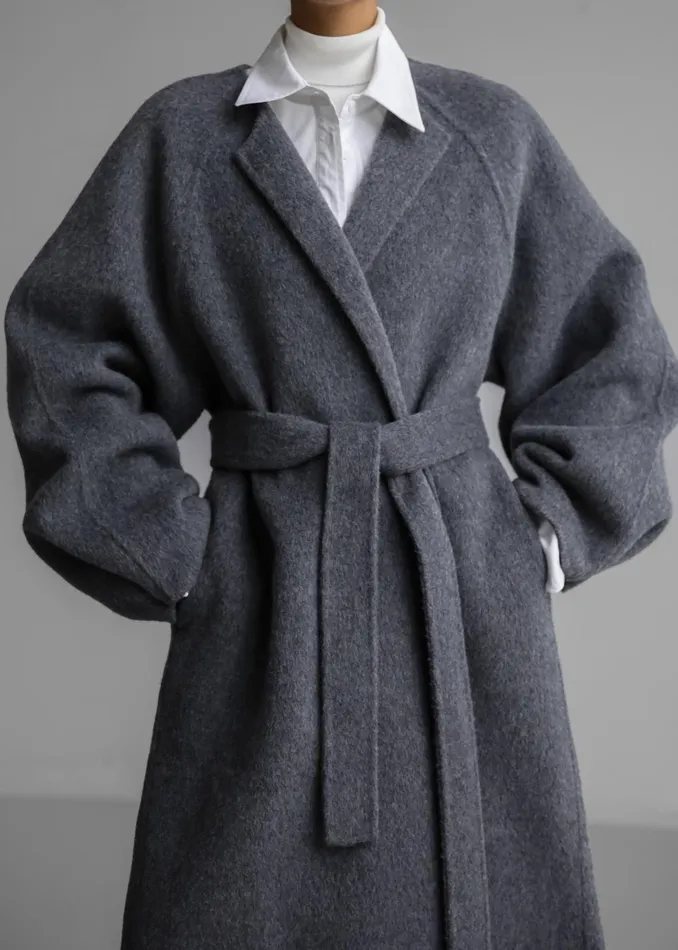 Women Leon Wool Coat 8211 Grey The Frankie Shop Outerwear