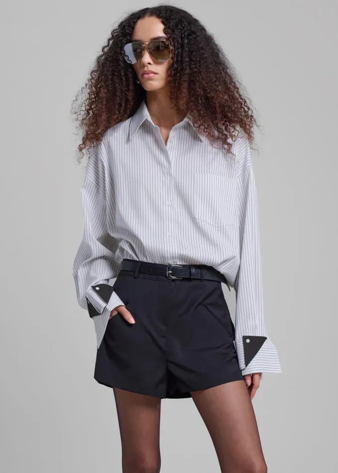 Women Leona Button Up Shirt 8211 WhiteGrey Stripe The Frankie Shop Tops