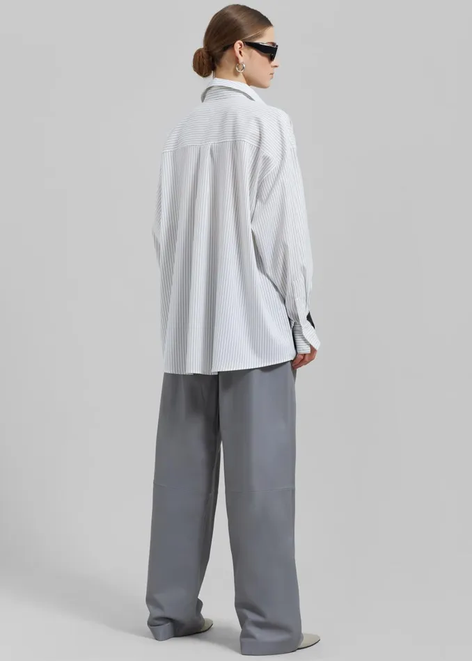 Women Leona Button Up Shirt 8211 WhiteGrey Stripe The Frankie Shop Tops