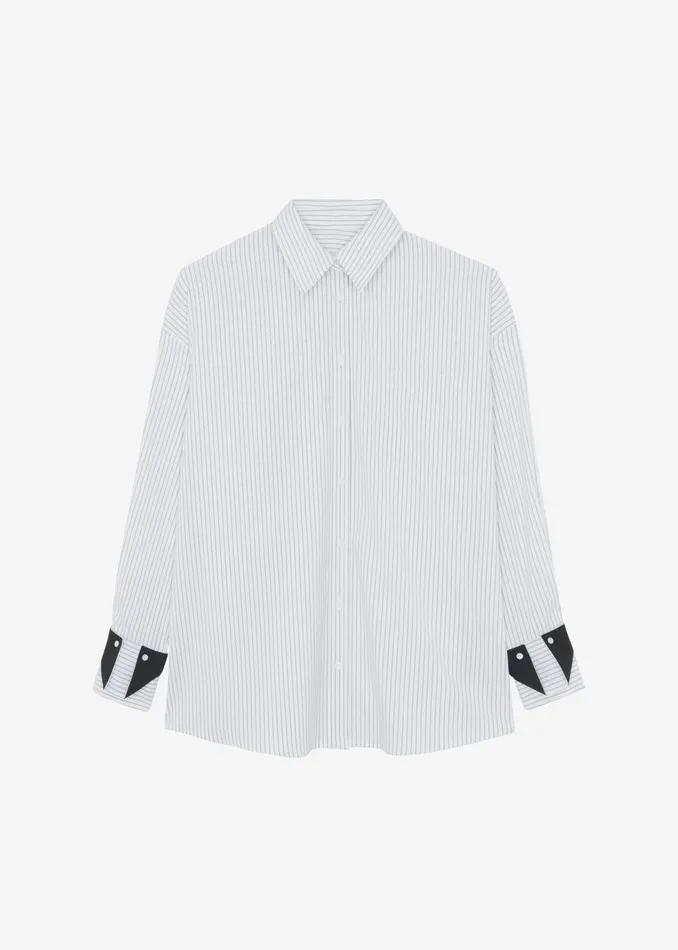 Women Leona Button Up Shirt 8211 WhiteGrey Stripe The Frankie Shop Tops