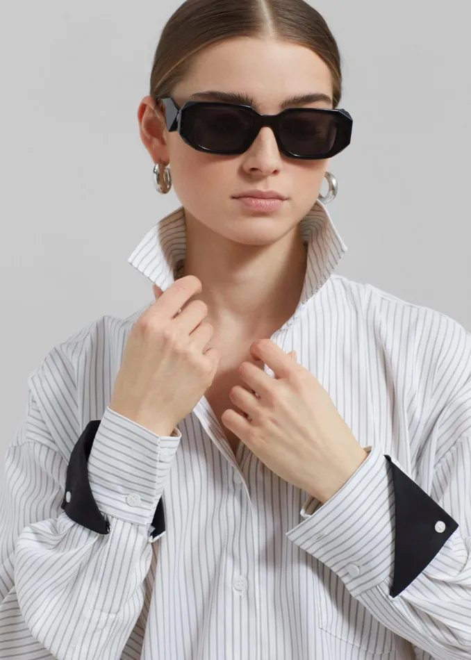 Women Leona Button Up Shirt 8211 WhiteGrey Stripe The Frankie Shop Tops