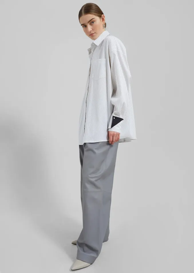 Women Leona Button Up Shirt 8211 WhiteGrey Stripe The Frankie Shop Tops