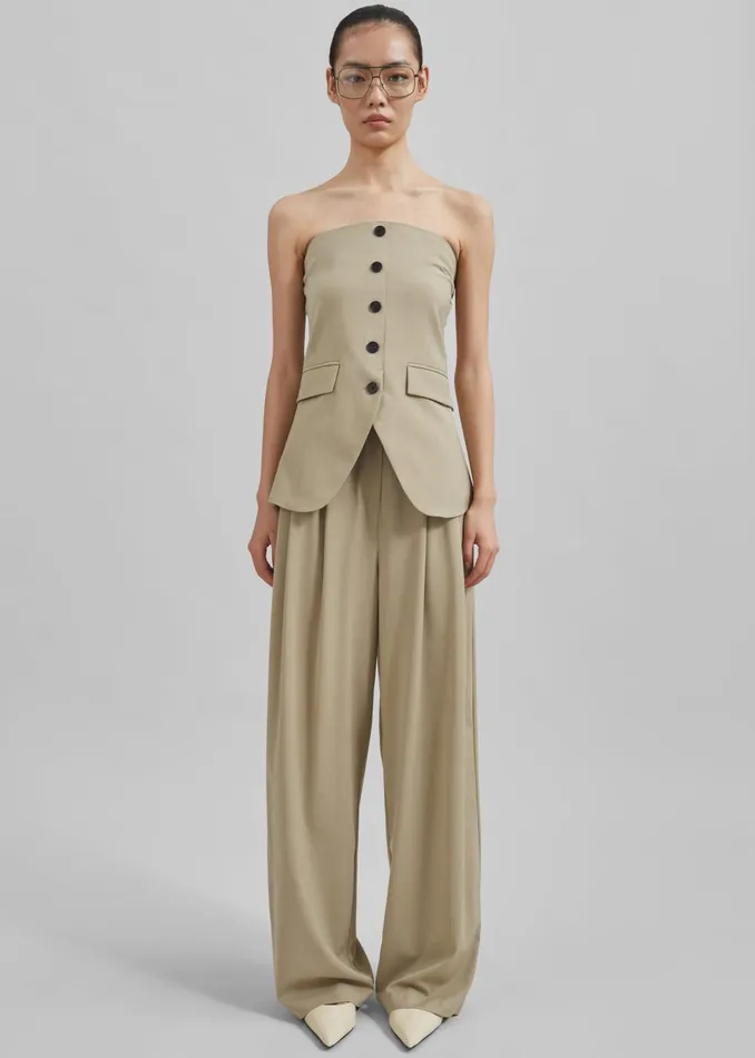 Women Livvy Pleated Trousers 8211 Beige The Frankie Shop Bottoms