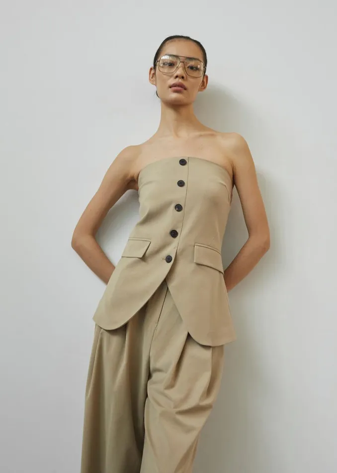 Women Livvy Pleated Trousers 8211 Beige The Frankie Shop Bottoms