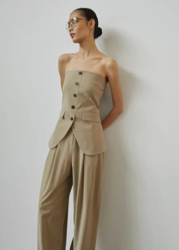 Women Livvy Pleated Trousers 8211 Beige The Frankie Shop Bottoms