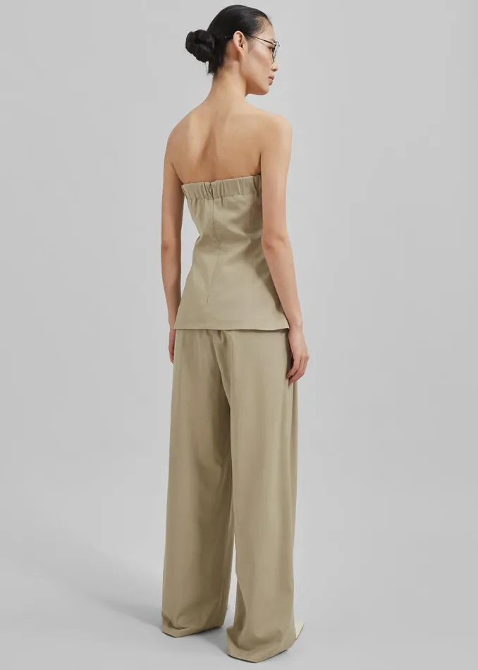 Women Livvy Pleated Trousers 8211 Beige The Frankie Shop Bottoms