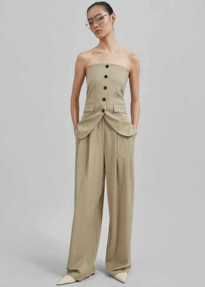 Women Livvy Pleated Trousers 8211 Beige The Frankie Shop Bottoms