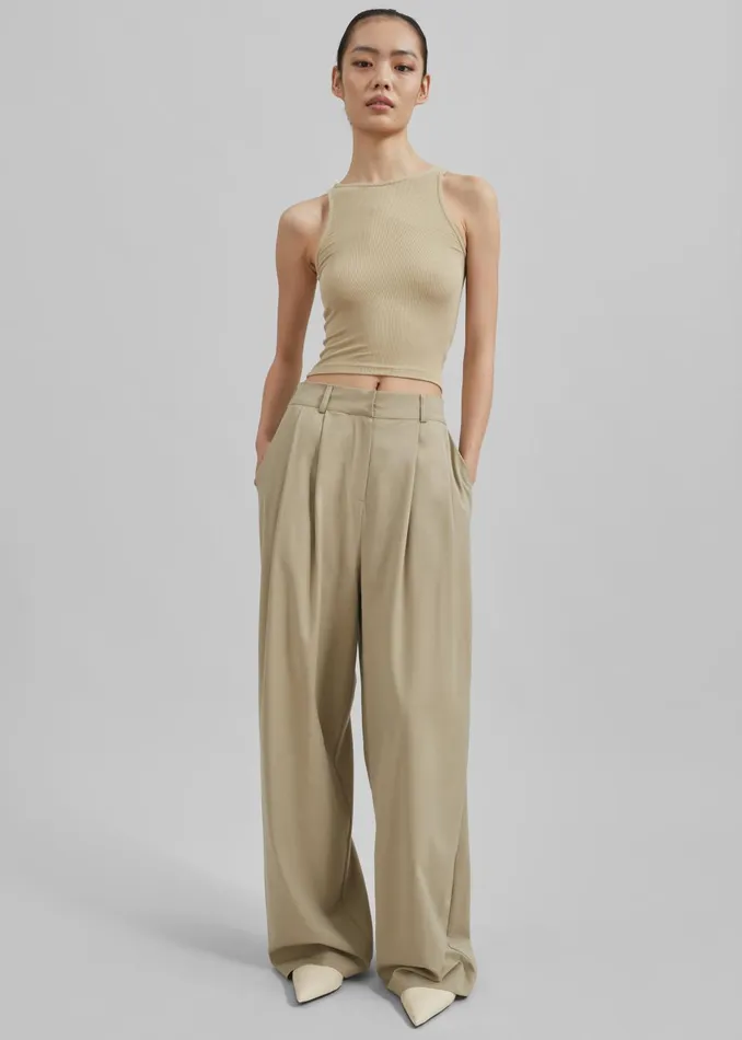 Women Livvy Pleated Trousers 8211 Beige The Frankie Shop Bottoms