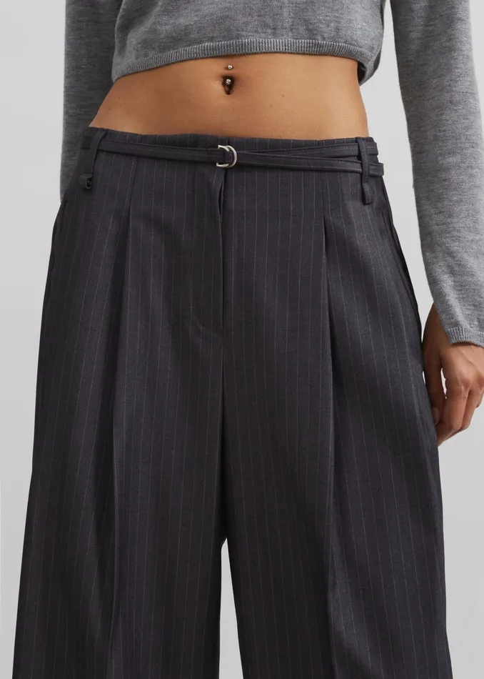 Women Loma Pintuck Trousers 8211 CharcoalWhite Pinstripe The Frankie Shop Bottoms