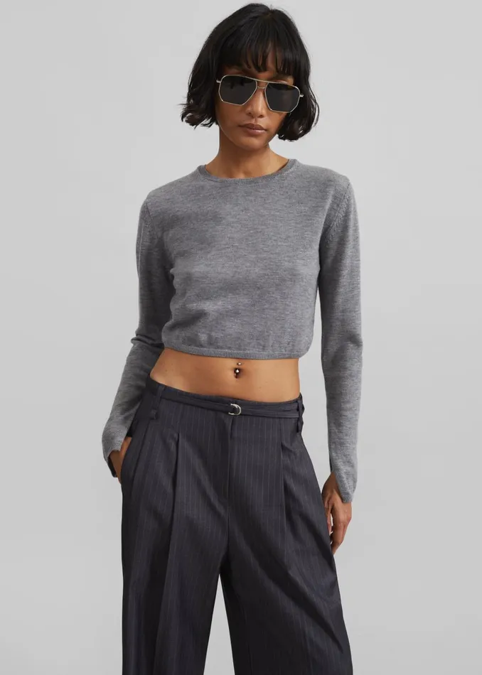 Women Loma Pintuck Trousers 8211 CharcoalWhite Pinstripe The Frankie Shop Bottoms