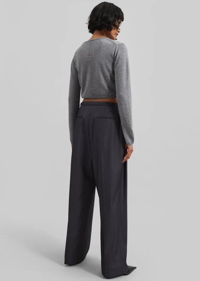 Women Loma Pintuck Trousers 8211 CharcoalWhite Pinstripe The Frankie Shop Bottoms