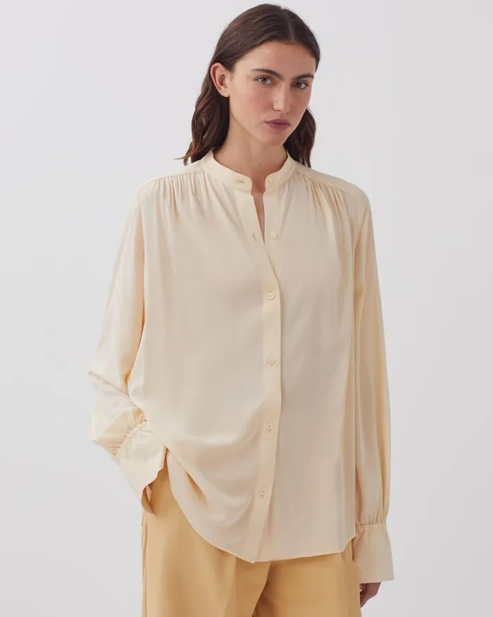 Women LongSleeve Silky Shirt Natural Comptoir Des Cotonniers Blouses and Shirts and Tops Women LongSleeve Silky Shirt Natural Comptoir Des Cotonniers Blouses and Shirts and Tops