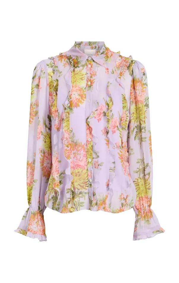 Women Long Sleeve Tops Cinq Sept Estelle Top Lilac Multi