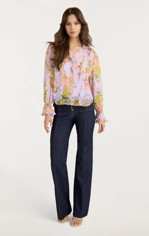 Women Long Sleeve Tops Cinq Sept Estelle Top Lilac Multi