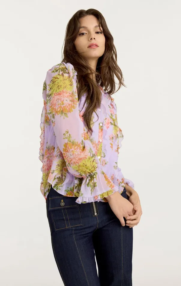 Women Long Sleeve Tops Cinq Sept Estelle Top Lilac Multi