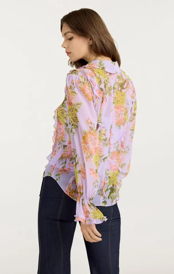 Women Long Sleeve Tops Cinq Sept Estelle Top Lilac Multi