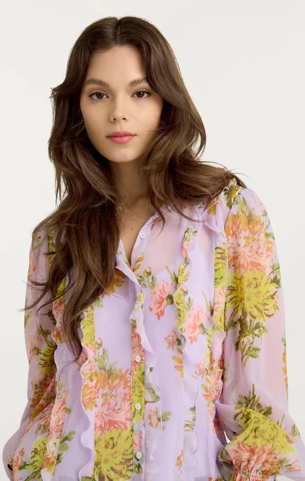 Women Long Sleeve Tops Cinq Sept Estelle Top Lilac Multi