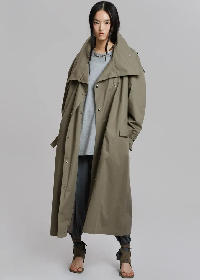 Women Lottie Wing Collar Trench Coat 8211 Olive The Frankie Shop Outerwear