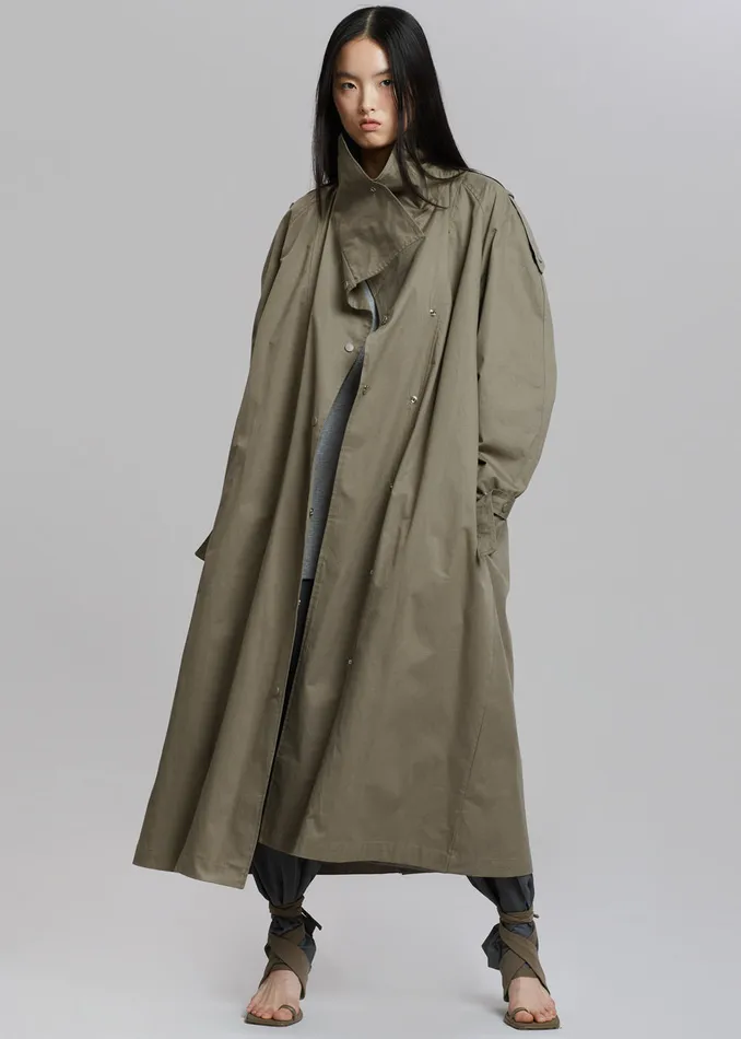 Women Lottie Wing Collar Trench Coat 8211 Olive The Frankie Shop Outerwear
