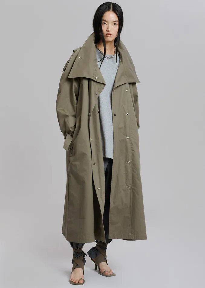 Women Lottie Wing Collar Trench Coat 8211 Olive The Frankie Shop Outerwear