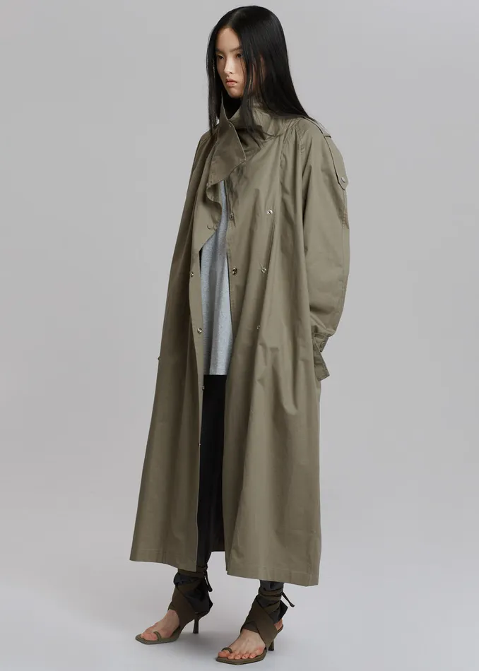 Women Lottie Wing Collar Trench Coat 8211 Olive The Frankie Shop Outerwear
