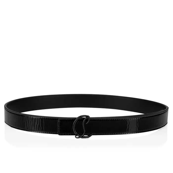 Women Loubi54 Belt 8211 Vog Patent Leather 8211 Black Christian Louboutin Belts