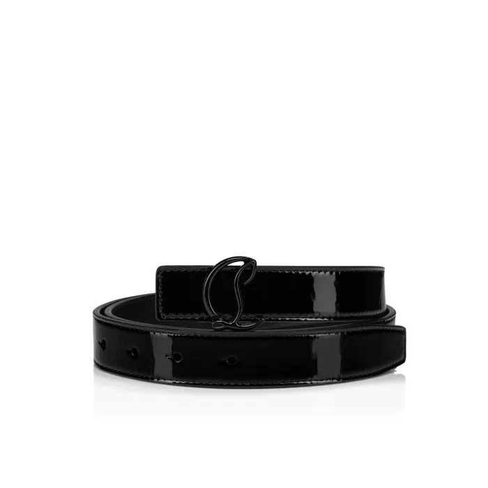 Women Loubi54 Belt 8211 Vog Patent Leather 8211 Black Christian Louboutin Belts