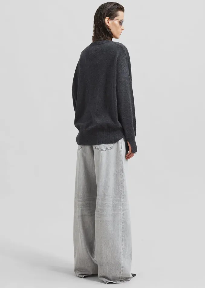 Women Loulou Studio Anaa Cashmere Sweater 8211 Anthracite Melange The Frankie Shop Knitwear