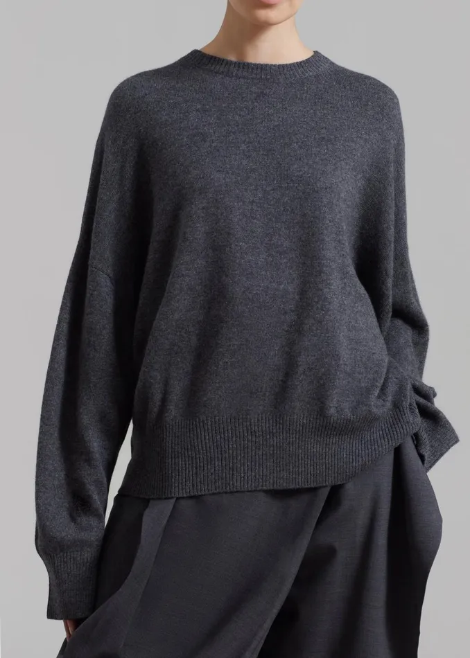 Women Loulou Studio Anaa Cashmere Sweater 8211 Anthracite Melange The Frankie Shop Knitwear