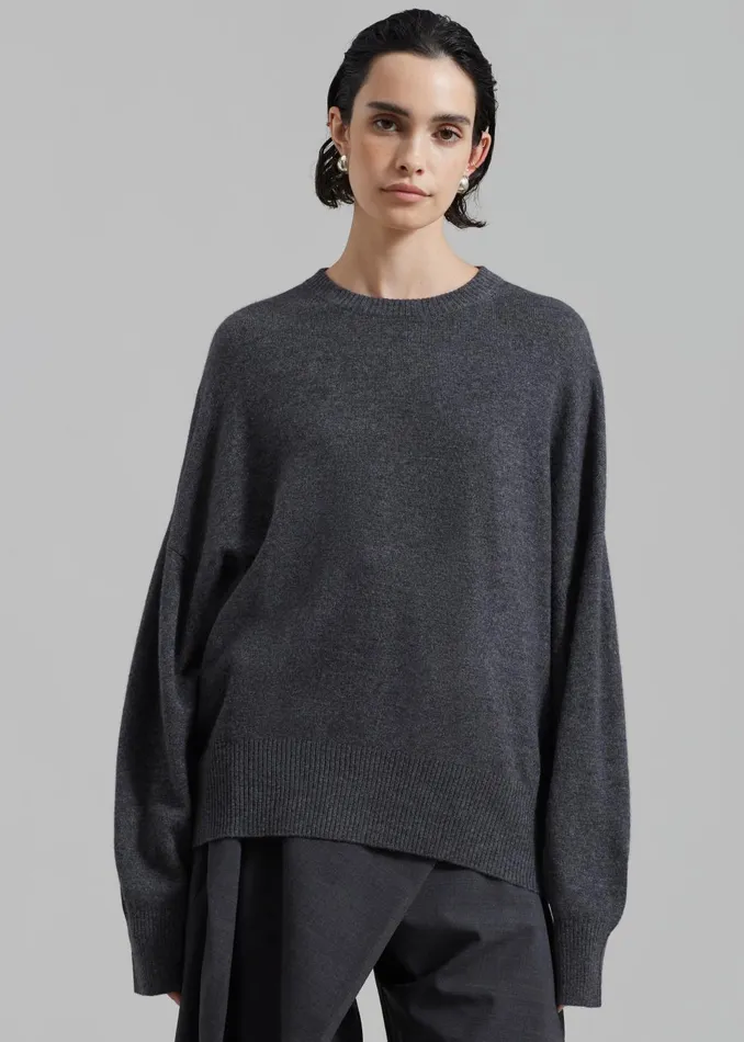 Women Loulou Studio Anaa Cashmere Sweater 8211 Anthracite Melange The Frankie Shop Knitwear