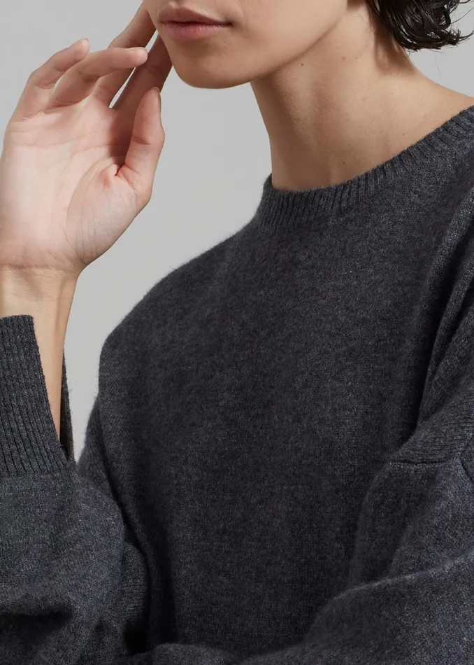 Women Loulou Studio Anaa Cashmere Sweater 8211 Anthracite Melange The Frankie Shop Knitwear